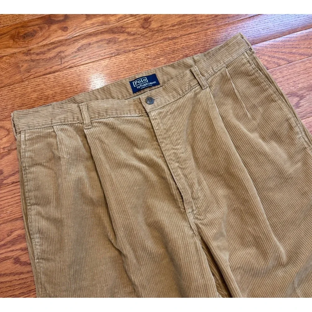 Vintage Polo Ralph Lauren Corduroy Pants Mens 36x30 Pleated USA Made Talon Zip